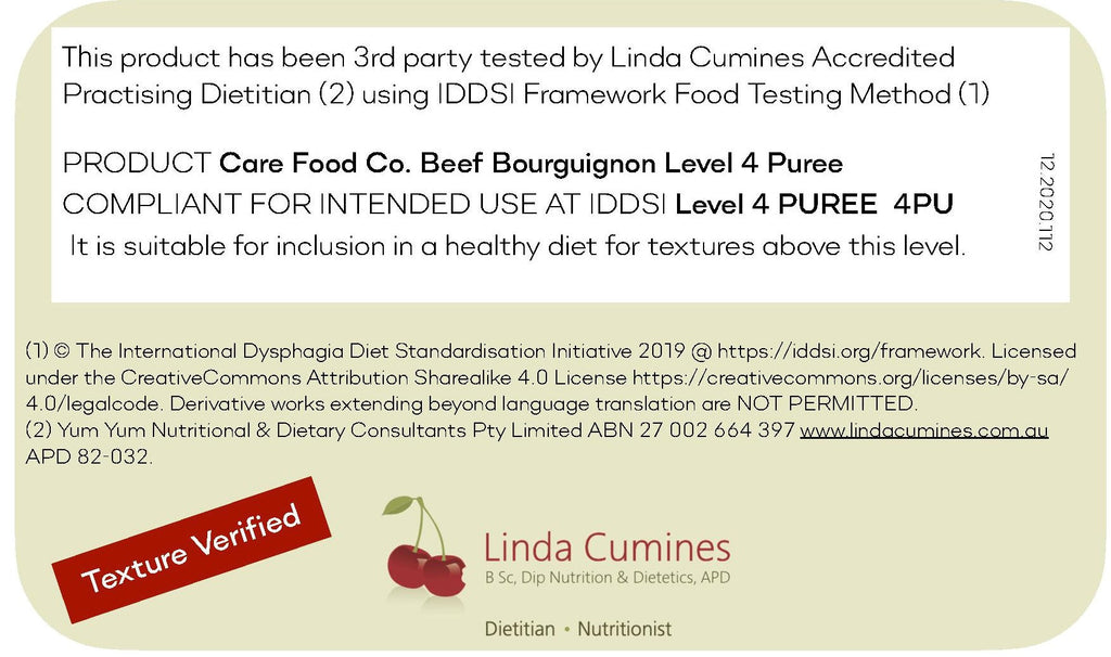 Level 4 Puree Testing Pureed Texture Modified Food - Beef Bourguignon 1kg IDDSI Level 4 ...