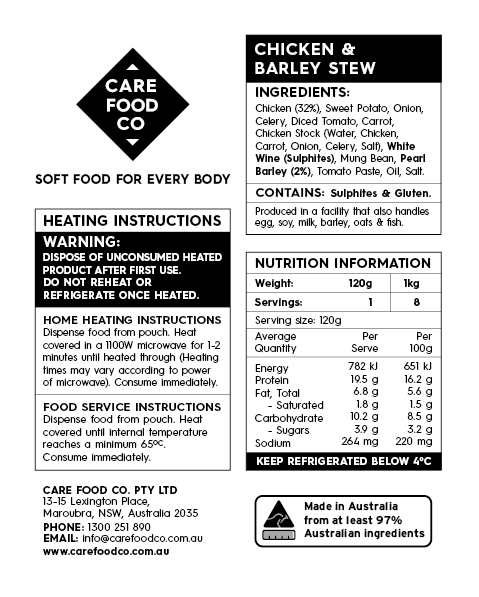 Chicken and Barley Stew 120g IDDSI Level 4