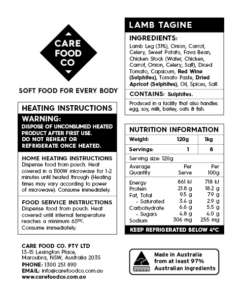 Lamb Tagine 1kg IDDSI Level 4