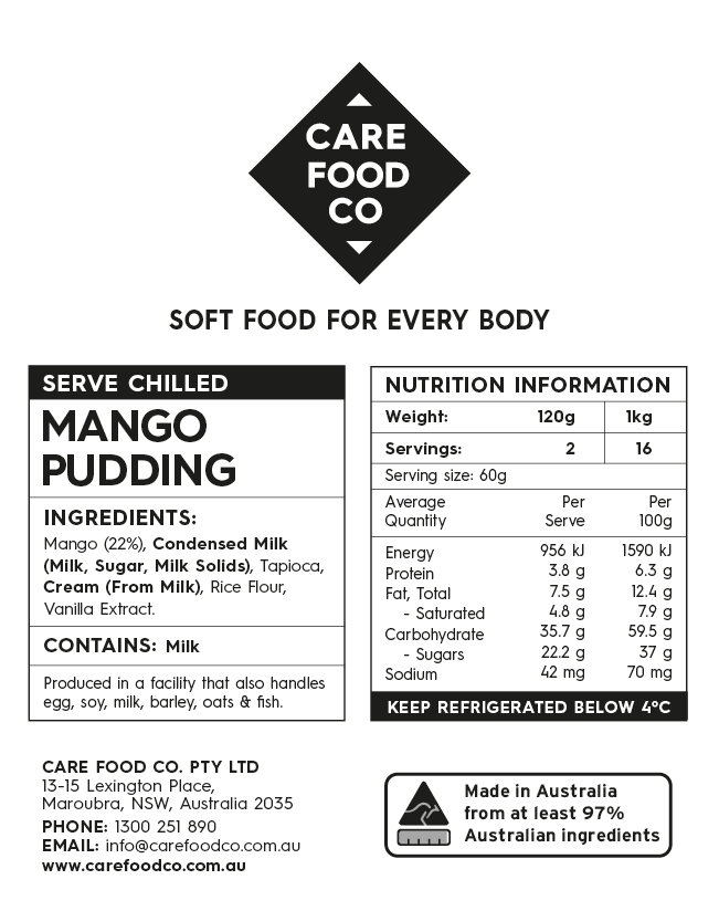 Mango Pudding 120g Level 4 pureed