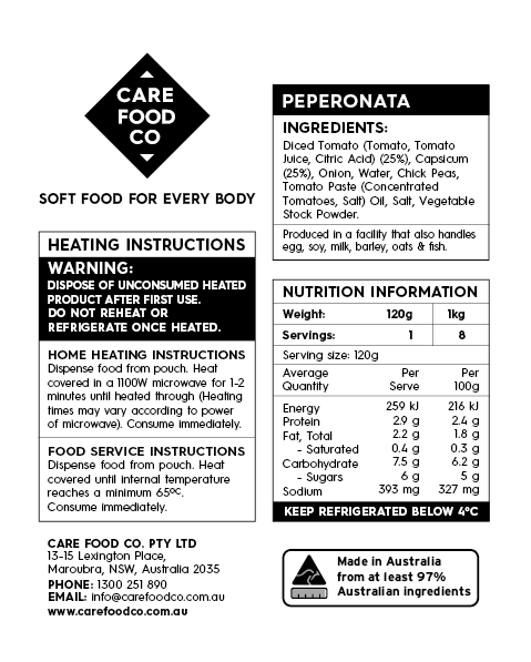 Peperonata 1kg - IDDSI Level 5