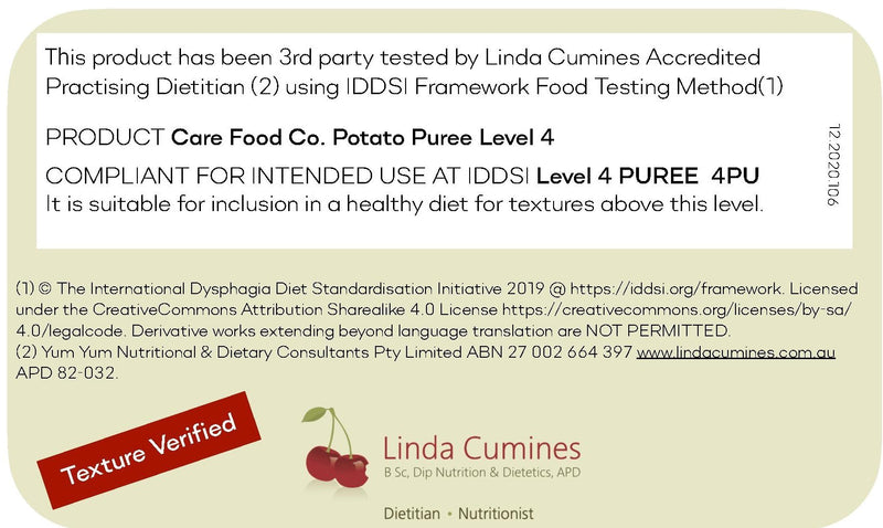 Level 4 Puree Testing Potato Puree 90g – Care Food Co